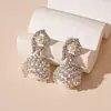 Brincos de Pérola em Malha com Cristais Metálicos, Estilo Europeu e Americano, Modernos, de Nicho, Brincos de Luxo para Mulheres