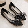 Estilo Hada Estudiante Punta Afilada Malla Transpirable Primavera Nuevo Zapatos de Mujer Versátil Boca Baja con Falda y Zapatos Planos