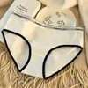 Bloqueio de Cor Transfronteiriço Virilha Respirável Confortável Roupa Íntima Feminina Estilo Japonês Cintura Média Elástico na Cintura Amigo da Pele Virilha Triangular Atacado