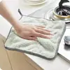 Paño de cocina de coral grueso a rayas para quitar grasa, limpieza especial de cocina, absorbente, paño de cocina catiónico, toalla de mano