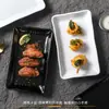 Plato para barbacoa de melamina, plato rectangular para guarnición de olla caliente, plato con patrón de piedra de imitación de porcelana, plato de cena estilo japonés, plato de presentación para snacks de carne a la parrilla
