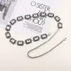 Cinto Feminino Casual de Verão Corrente Fina para Cintura Decorativa Esculpida Retro com Strass Grande Corrente de Metal para Saia Feminina Versátil