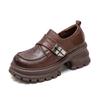 Shanghai Jiejie 2025 Primavera y Verano Nuevos Mocasines Plataforma Altura Aumentada Combinables Zapatos Casuales de Una Capa Pulidos a Color Zapatos Vintage para Mujer