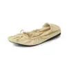 Zapatos tipo huevo súper suaves 360 grados flexibles de oveja completa, colección otoño 2026, punta cuadrada, corte bajo, piel genuina, moño, suela suave para mujer