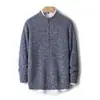 Bai Cai Rong 26 Otoño/Invierno Grueso 100% Lana Suéter para Hombre de Cuello Medio Alto con Cremallera Cárdigan Versátil Holgado Abrigo de Negocios