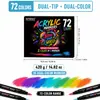 ¡Guau, set de 72 marcadores acrílicos de doble punta, pluma de punta suave para pintura DIY en piedras y cerámica, material de arte para niños