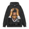 Camiseta de manga corta con estampado de Young Dolph estadounidense transfronterizo, suéter holgado con capucha y cuello redondo de manga larga lavada para hombre, venta al por mayor