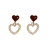 Set de Aretes Sencillos de Moda con Forma de Gota de Aceite Perla Corazón Aguja Plateada Aretes de Botón Retro Francés Aretes de Lujo Ligero de Alta Gama para Mujer