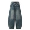 Jeans Vintage Lavado Estilo Americano Novo 2025 Jiayi Library para Homens Calças Wide Leg Distintas Vibe Masculina e Feminina