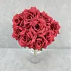 Flores artificiales, ramo de rosas de diamante de 9 cabezas, rosas artificiales con hojas, para decoraciones de boda y decoración del hogar