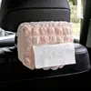 Caja de Pañuelos para Coche Tela Puff Colgante Caja Apoyabrazos Caja de Papel Bolsa de Almacenamiento Multifuncional para Coche Caja de Pañuelos