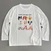 Camiseta de Manga Larga con Estampado de Perro, Estilo Casual Lindo, Hecha de Lyocell Tencel, para Mujer, Blanca, Holgada, Efecto Adelgazante, Protección Solar, Cubre Traje