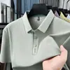 Camisa polo de manga corta sin costuras para verano para hombres maduros, casual de negocios, delgada, versátil, camiseta deportiva para hombre