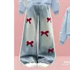 Traje Casual de Moda Primavera y Otoño Estilo Nuevo Bloques de Color Moda Sudadera con Cuello Polo Lazo Jeans Conjunto de Dos Piezas