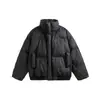 Chaqueta de Algodón con Cuero PU Escarchado Invierno Peso Pesado Cuello Alto Ropa de Abrigo para Hombres y Mujeres Engrosada Cálida Holgada Chaqueta de Cuero y Algodón Casual Chaqueta Acolchada