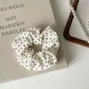 Popular scrunchie de lunares color crema con moño y pañuelo cuadrado, accesorio para el cabello elástico suave de alta gama, en stock
