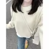 Suéter Verde Mujer Otoño Invierno Estilo Coreano Cárdigan de Punto Suave Estilo Perezoso Atmósfera Rejuvenecedor Espesado Cuello Redondo Top