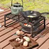 Soporte para estufa de exterior, soporte portátil para fogata de camping, estante de almacenamiento para barbacoa, estante de malla extendido, soporte para ollas