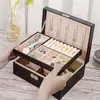 Caja de Joyería Popular de Moda de una Sola Capa Portátil de Cuero Caja de Almacenamiento para Anillos Pendientes