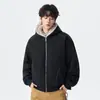 Jaqueta de plumas masculina Enbu, novo estilo de inverno, quente e grossa, moderna, para jovens, com capuz, corte solto, peça externa