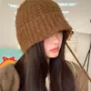 Protección para los oídos muestra la cara sombrero de pescador otoño e invierno sombrero de lana para mujer sombrero de punto de color liso sombrero cálido versátil nuevo holgado sombrero para el frío sombrero pequeño