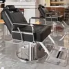 Silla de Salón Reclinable con Altura Ajustable para Cortes de Cabello, Giratoria y Adecuada para Teñido de Cabello, Hecha de Acero Inoxidable