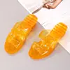 Sandalias de plástico de gelatina de cristal con tacón de cuña, chanclas de verano para mujer de tacón alto para exteriores, tacón medio, modernas, antideslizantes, chanclas de tacón grueso