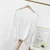 Camiseta base de modal y algodón para primavera y verano para mujer, camiseta de manga larga talla grande, corte holgado, sin costuras, hombros descubiertos, top fino