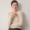 Nuevo suéter de cachemir 100% puro para otoño e invierno para mujer, cuello en V, sin costuras, de punto liso, camisa base de punto, suéter corto versátil y cálido