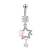 Popular Europeo y Americano Acero Inoxidable Luna Clavo de Ombligo Venta al por Mayor Moda Simple Exquisito Mariposa Anillo de Ombligo Joyería de Piercing Corporal