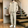 Conjunto Deportivo y de Ocio de Tres Piezas para Hombre Primavera/Otoño para Personas de Mediana Edad y Mayores, Holgado, Versátil, Sudadera de Cuello Redondo, Pantalones Deportivos, Chaqueta tipo cárdigan con cuello mao