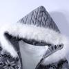 Chamarra Suéter para Hombre Transfronteriza 2025 Invierno Nueva Moda Perezoso con Capucha Cuello de Piel Tejido Cárdigan Top para Hombre
