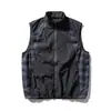 Chaleco de Punto y Tejido Patchwork Estilo Montaña Otoño/Invierno Black Fleet Custom Cuello Alto Estampado Cuadros Bloques de Color Chaleco Cortavientos para Exteriores