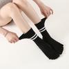 Calcetines de Cinco Dedos hasta la Pantorrilla con Bloques de Color, Calcetines de Yoga con Agarre Antideslizante, Calcetines Finos de Algodón hasta la Media Pantorrilla para Mujer, Deportes de Interior y Aeróbicos