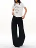 Jeans Unisex de Pierna Ancha Rectos Casuales con Tachuelas y Estampado de Leopardo Estilo Callejero Retro Americano Negros Versátiles de Moda