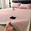 Conjunto de Tres Piezas de Seda Helada de Verano con Bordado de Alta Gama, Esterilla Refrigerante de Frijol de Hielo, Lavable a Máquina, Esterilla Suave Individual para Dormitorio