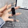 Pulseira de Metal em Forma de H Diagonal Cravejada com Diamantes Adequada para Apple 10 S11 Xiaomi 10 Huawei 11 Gt6 Fit5