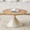 Mesa de centro sólida estilo creme para casa, sala de estar minimalista, apartamento pequeno, senso simples moderno, redonda, mesa lateral móvel