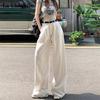 Nuevos Jeans Blancos de Pierna Ancha para Mujer 2025, Estilo Caliente de Verano, Cintura Alta, Sueltos, Relajados, Casuales, de Pierna Recta, Largos hasta el Suelo