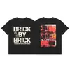 Camiseta de Manga Corta Meichao High Street Industria Pesada con Estampado de Letras, Diseño Conjunto VLONE FOG, Serpiente y Margarita
