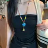Novo Colar de Pena Antigo em Bronze Inspirado no Zen Estilo Chinês para Mulheres, Estilo Étnico Boêmio, Corrente Longa de Suéter Dupla Camada