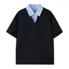 Camisa Polo Corta Fresca y Elegante, Camisa Holgada con Cuello, Manga Corta para Hombre Ean Verano Adecuada para Adolescentes