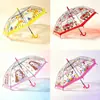 Paraguas Infantil para Jardín de Infancia y Escuela Primaria Paraguas de Mango Largo Paraguas Transparente para Bebé Dibujos Animados Automático Ligero Parasol y Protección contra la Lluvia para Niña