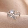 Anillo de apertura de doble capa con circonita galvanizada en oro real, diseño creativo de moda con nicho, pulsera con anillo para el dedo índice, venta al por mayor