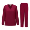 Conjunto de Uniforme de Trabalho de Manga Longa com Decote em V para Médico e Enfermeiro, Scrubs Personalizáveis com Logo, Uniforme Hospitalar para Mulheres