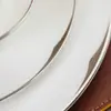 Conjunto de louça de porcelana fina para hotel com borda dourada, conjunto de quatro peças para restaurantes e salas de jantar, louça impressa estilo chinês