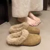 Chinelos Birkenstock Felpudos Femininos para Uso Externo 2026 Estilo Coreano Moderno Chique Chegada de Inverno Veludo Plus Quente Antiderrapante Chinelos de Algodão