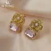 Pendientes de Alta Gama Exquisitos y Elegantes Vintage, Pendientes de Flor de Lujo Versátiles de Nicho, Pendientes Cuadrados Personalizados