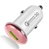 Cargador de coche de carga rápida de un solo puerto de 18W QC3.0 tapa de hongo pequeño con recubrimiento cromado cargador de coche de carga rápida