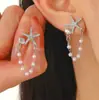 Brincos de Praia Transfronteiriços Europeus e Americanos, Brincos Criativos Novos de Estrela-do-Mar, Pingentes de Estrela-do-Mar com Pérolas, Joias Personalizadas de Alto Padrão